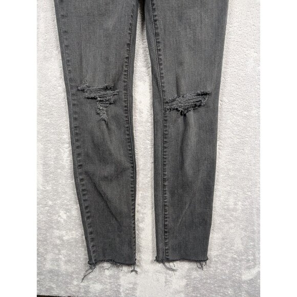 Madewell Jeans Womens Size 26 Charcoal Skinny Distressed Grunge Edgy Mid Rise - Picture 3 of 12